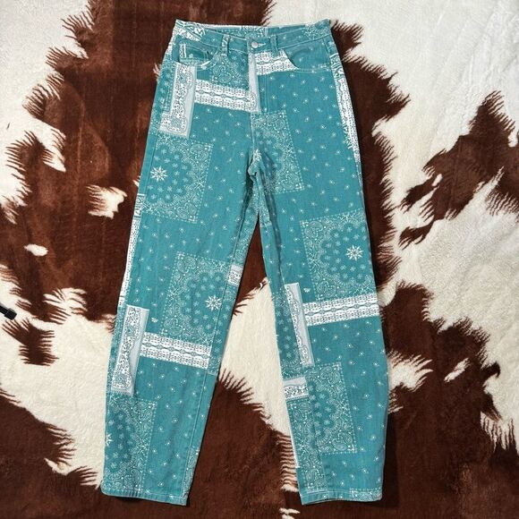 Paisley & Scarf Print Straight Leg Jeans - Picture 2 of 8